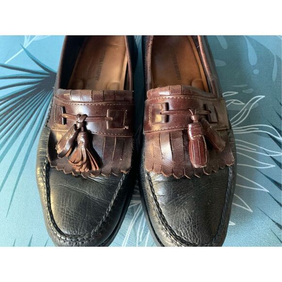 Johnston & Murphy Brown Black MOCCASIN TASSLE Leather Shoes mens 12 M main image 6